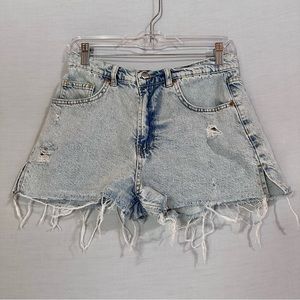Kittenish Light Wash Distressed Jean Shorts 28